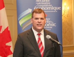 Canada’s Minister of Foreign Affairs, John Baird, answering questions from the media after his noon speech to the Canadian Club of Toronto on Wednesday, January 18th, 2012. (Photo by Salam Toronto)