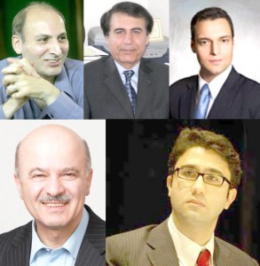 اعضای پانل حاضر در جلسه روز 22 ژانویه به ترتیب از بالا سمت چپ: پروفسور رامین جهانبگو، پروفسور هوشنگ حسن یاری، دیوید موسوی و ردیف پایین : دکتر رضا مریدی (سمت چپ)، کاوه شهروز - سمت راست